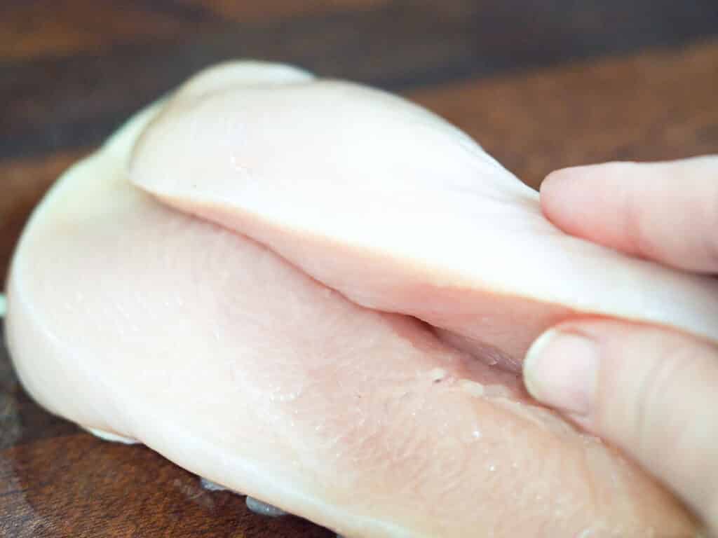 chicken breast cut in half