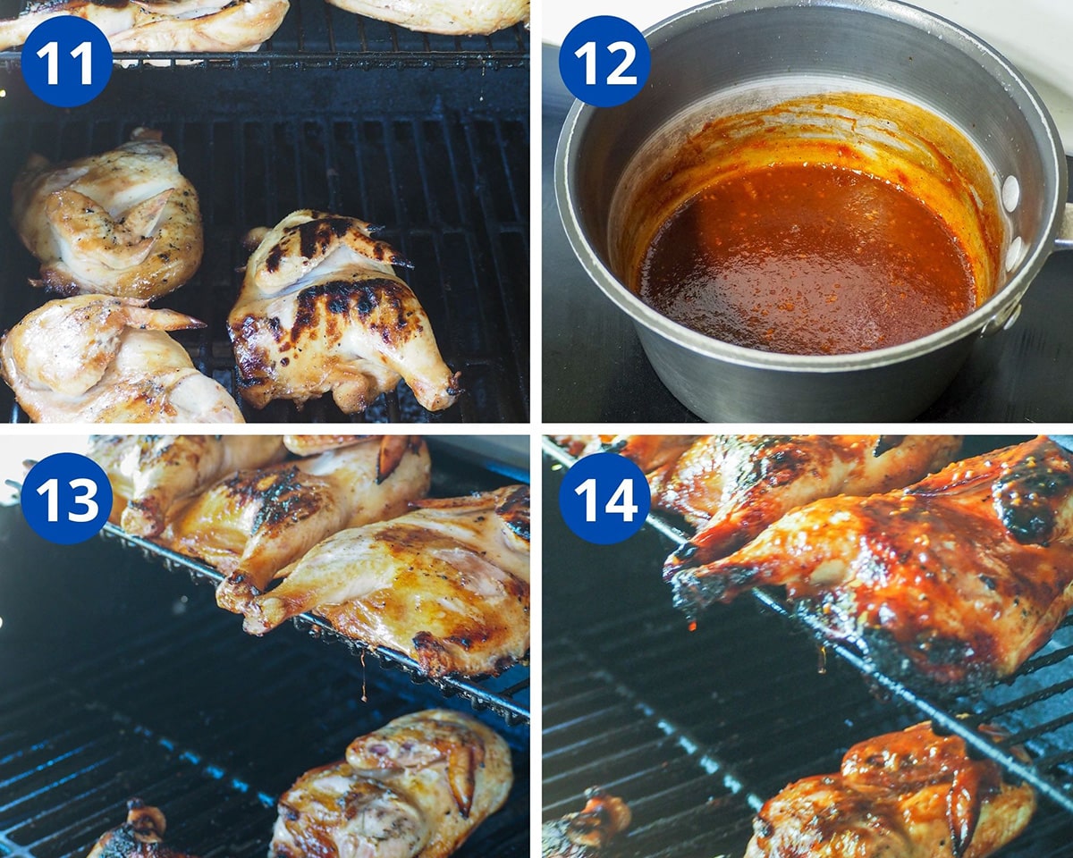 grilling the chicken and making the sauce