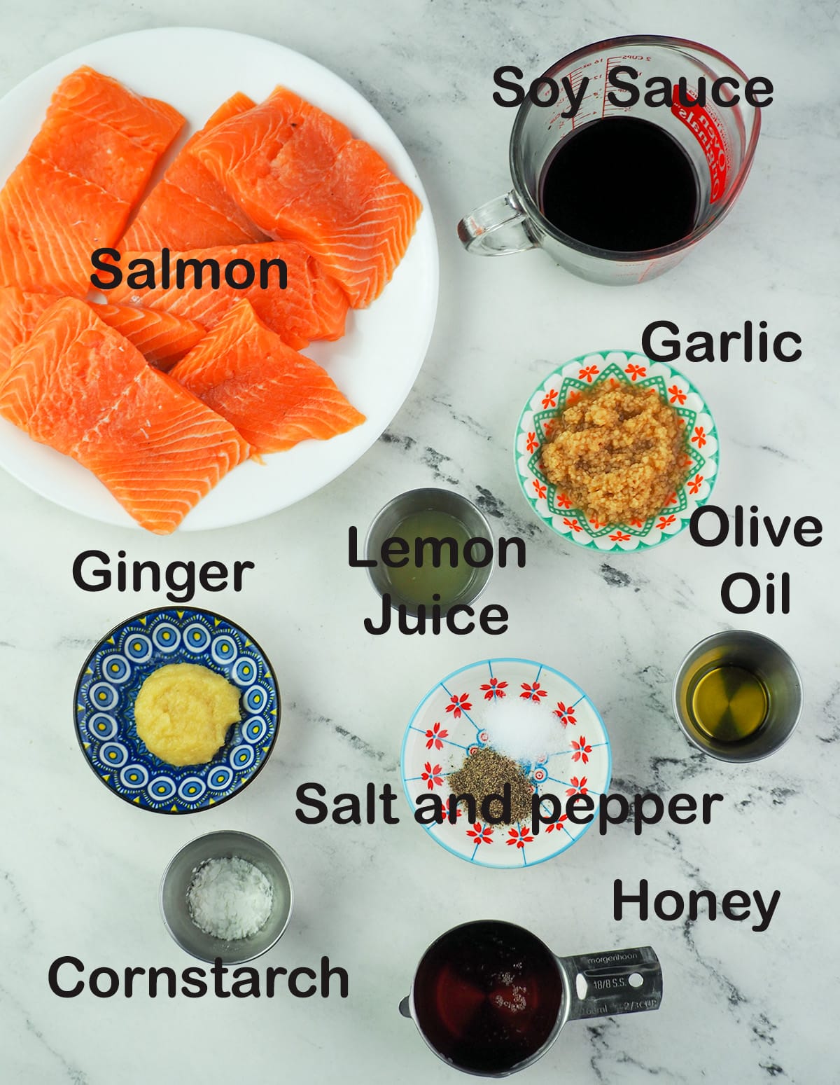 ingredients for honey soy glazed salmon