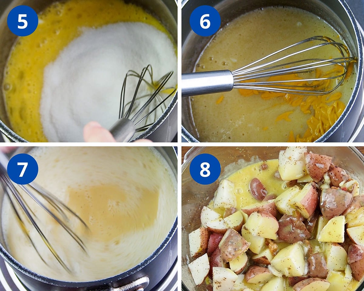 prepare the mustard dressing and finish the potato salad