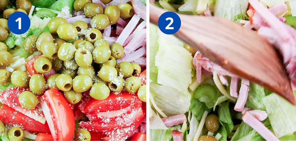 combine salad ingredients and toss