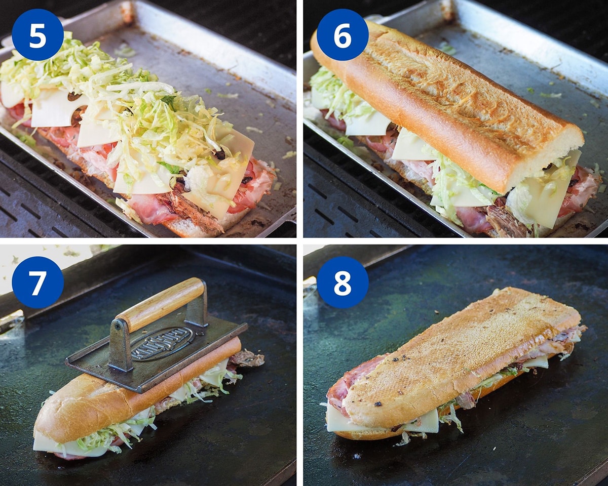 finish layering the sandwich and grill the sandwich
