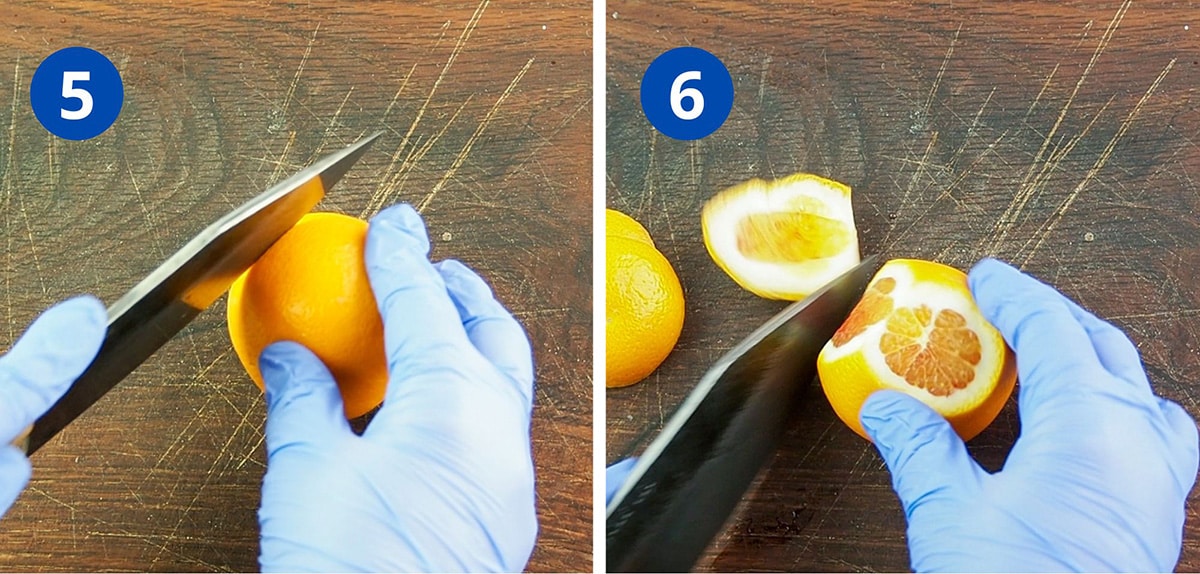 peel and cut the blood oranges