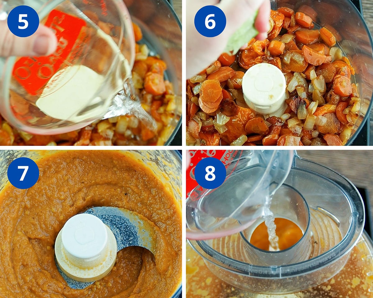 Add liquids to food processor and blend until smooth.